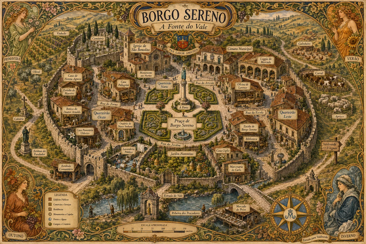 Mapa ilustrado de Borgo Sereno